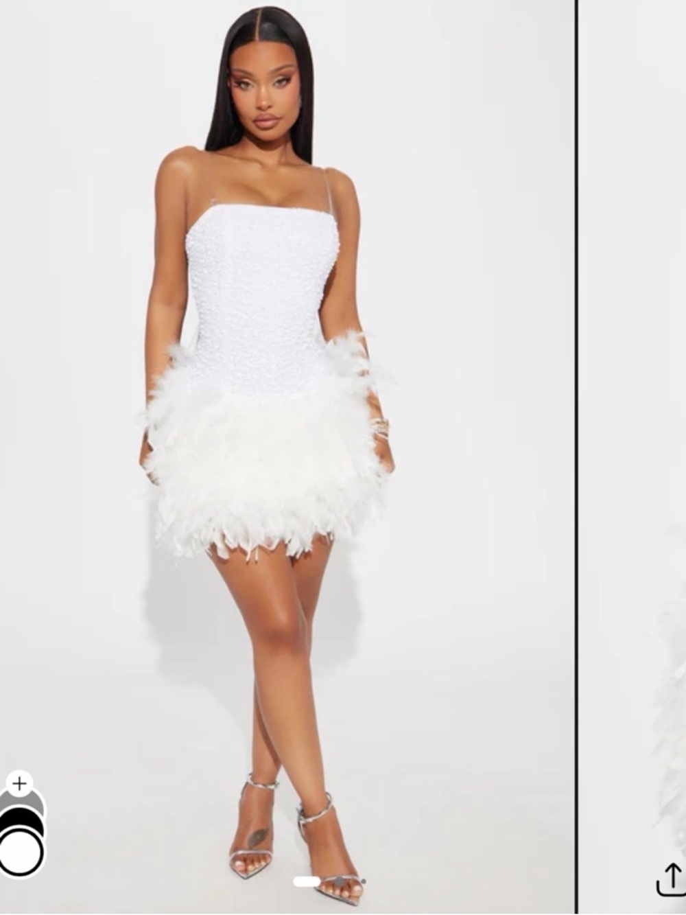 White Feather Mini Dress